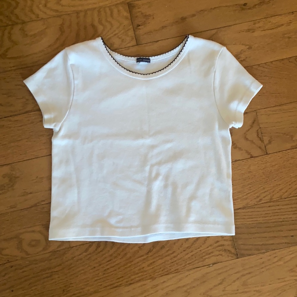 Brandy Melvile white cropped shirt